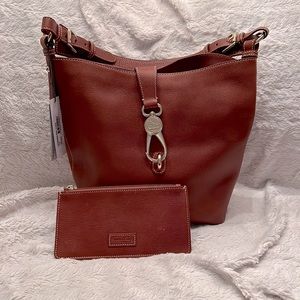 Dooney & Bourke Ginger Toscana Leather “Lily” Bucket Bag and Pouch